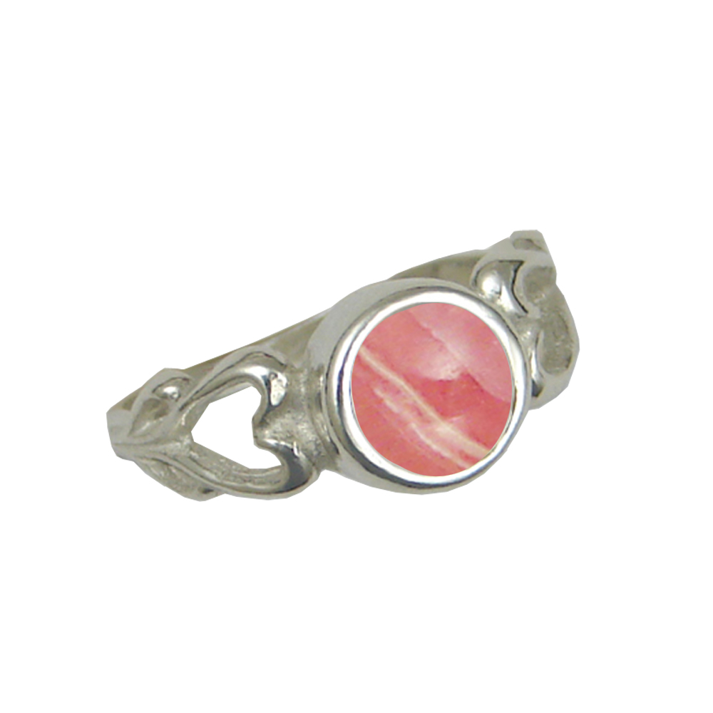 Sterling Silver When Two Hearts Are One Ring With Rhodocrosite Size 10